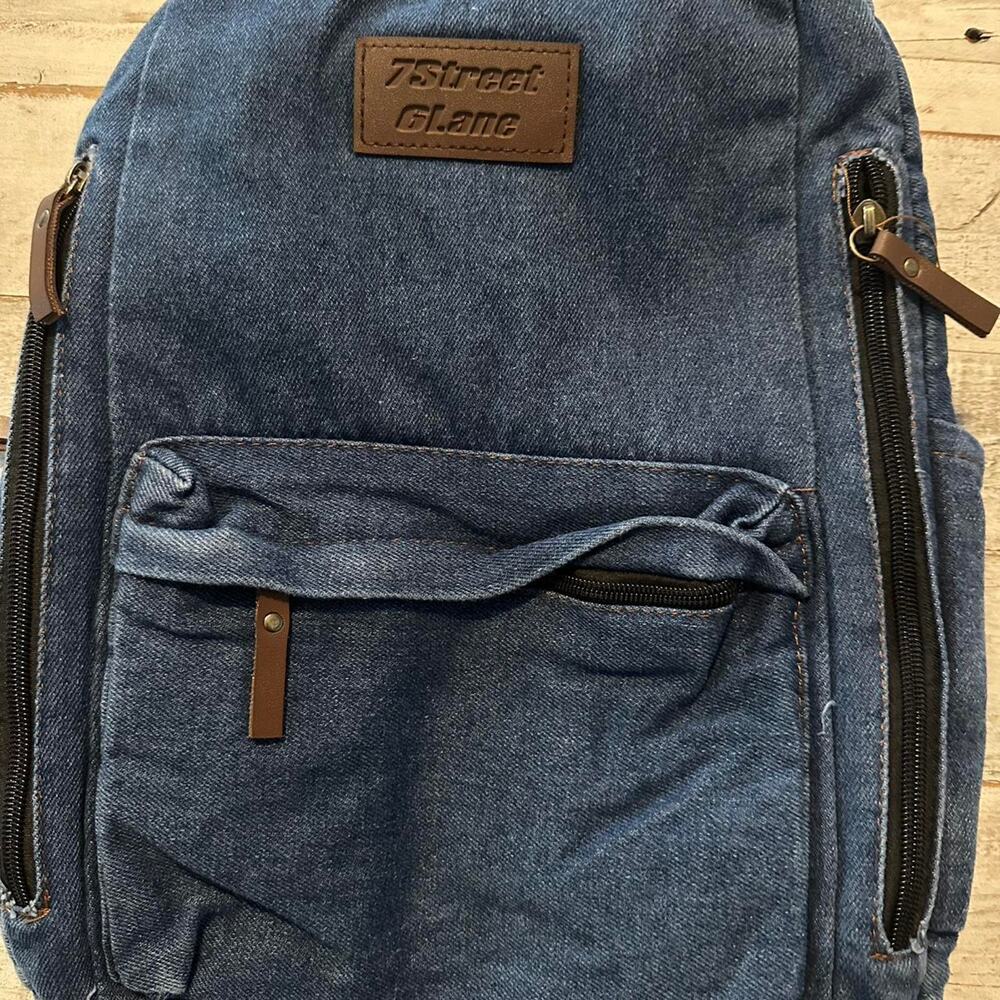 Denim backpack for women men